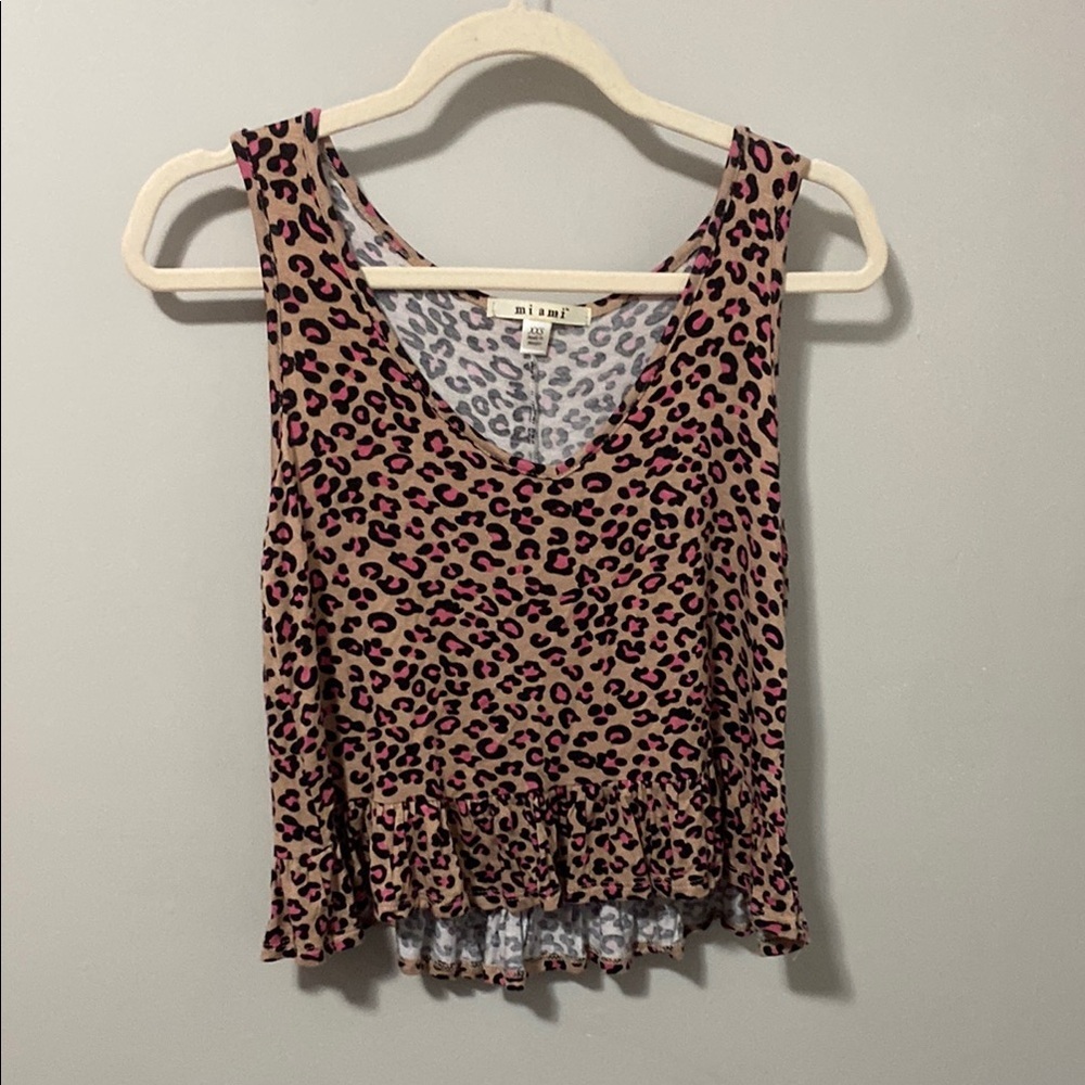 Miami Brown and White‎ Crop Tank Top Relaxed Fit
